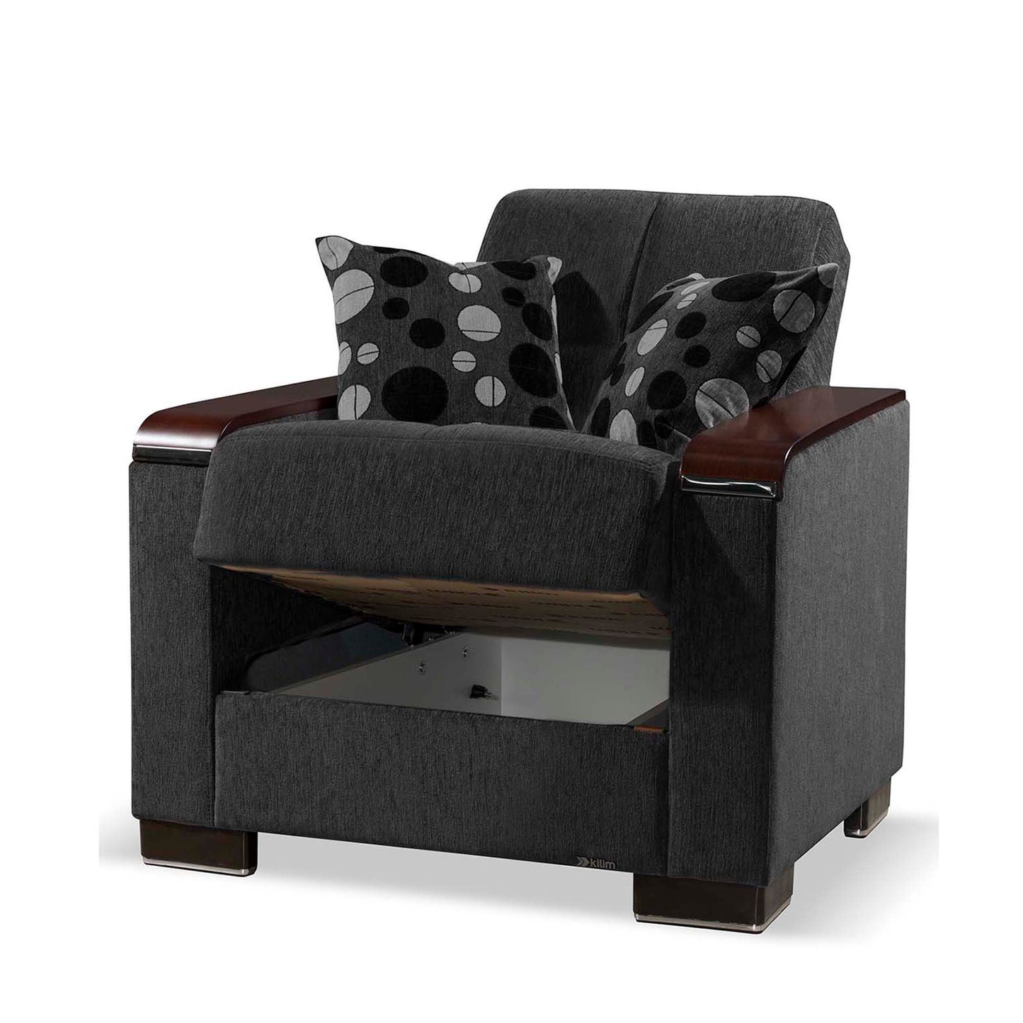 Ottomanson Armada X - Upholstered Convertible Wood Trimmed Armchair With Storage