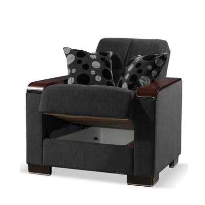 Ottomanson Armada X - Upholstered Convertible Wood Trimmed Armchair With Storage