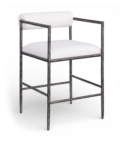 Axis - Linen Textured Cream Fabric Upholstered Counter Stool (Set of 2)