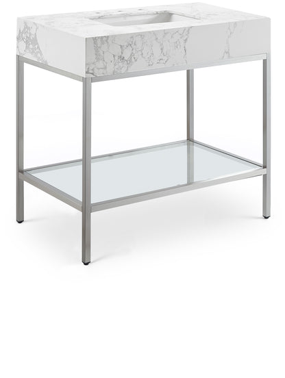 Marmo - Engineered Marble Bathroom Vanity With Chrome Base