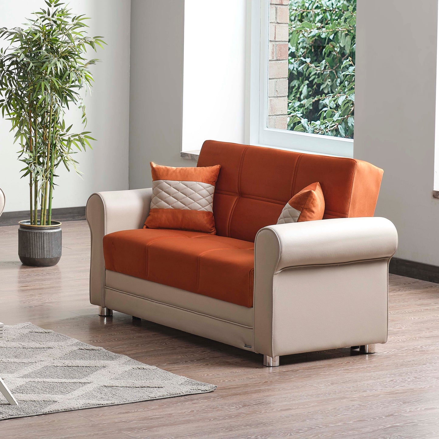 Ottomanson Avalon - Upholstered Convertible Loveseat With Storage