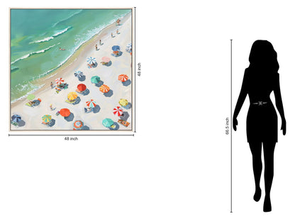 Sunlit Seaside Escape - 48" x 48" Framed Wall Art