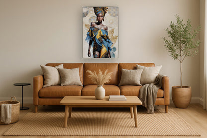 Regal Azure Radiance - 28" x 40" Framed Wall Art