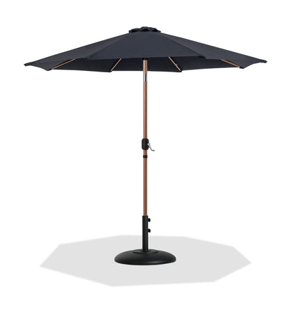 Fiji - Aluminum Patio Umbrella With Round Black And Teak Base