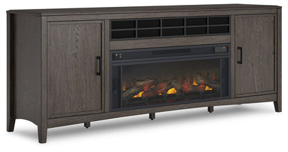 Montillan - Grayish Brown - 84" TV Stand With Electric Fireplace