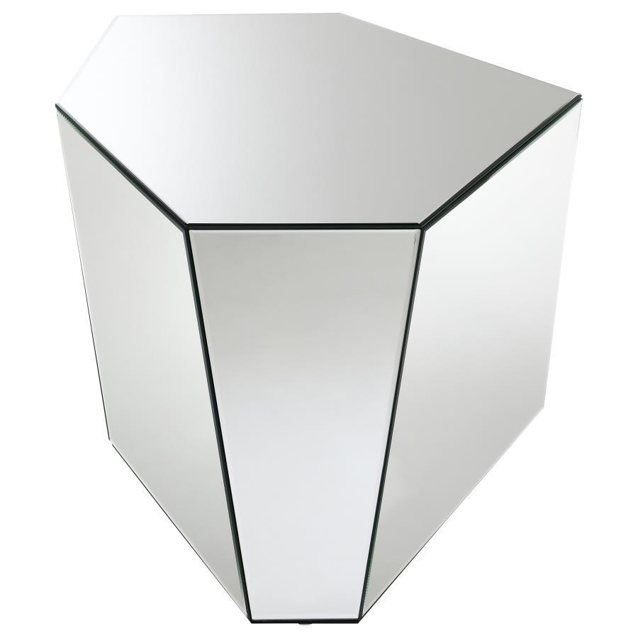 Capella - Mirrored Abstract Geometric End Table - Silver