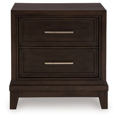 Neymorton - Two Drawer Night Stand - Dark Grayish Brown