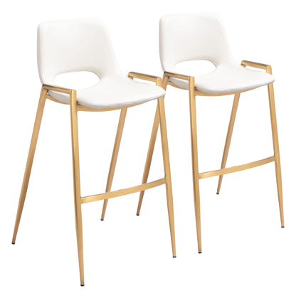 Desi - Barstool Chair With Gold Base (Set of 2)