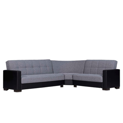 Ottomanson Armada - Upholstered Convertible Sectional With Storage - Gray/Black PU Polyester