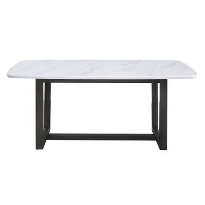 Madan - Dining Table With Marble Top - Marble Top & Weathered Gray