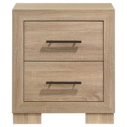 Arielle - 2-Drawer Bedroom Nightstand With Casters - Light Oak