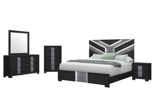 Optimus - 5 Piece Queen Bedroom Set - Black