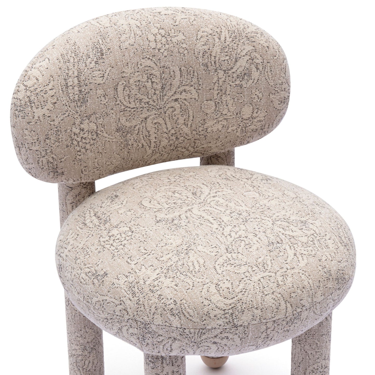 Manu - Floral Jacquard Dining Chair - Neutral