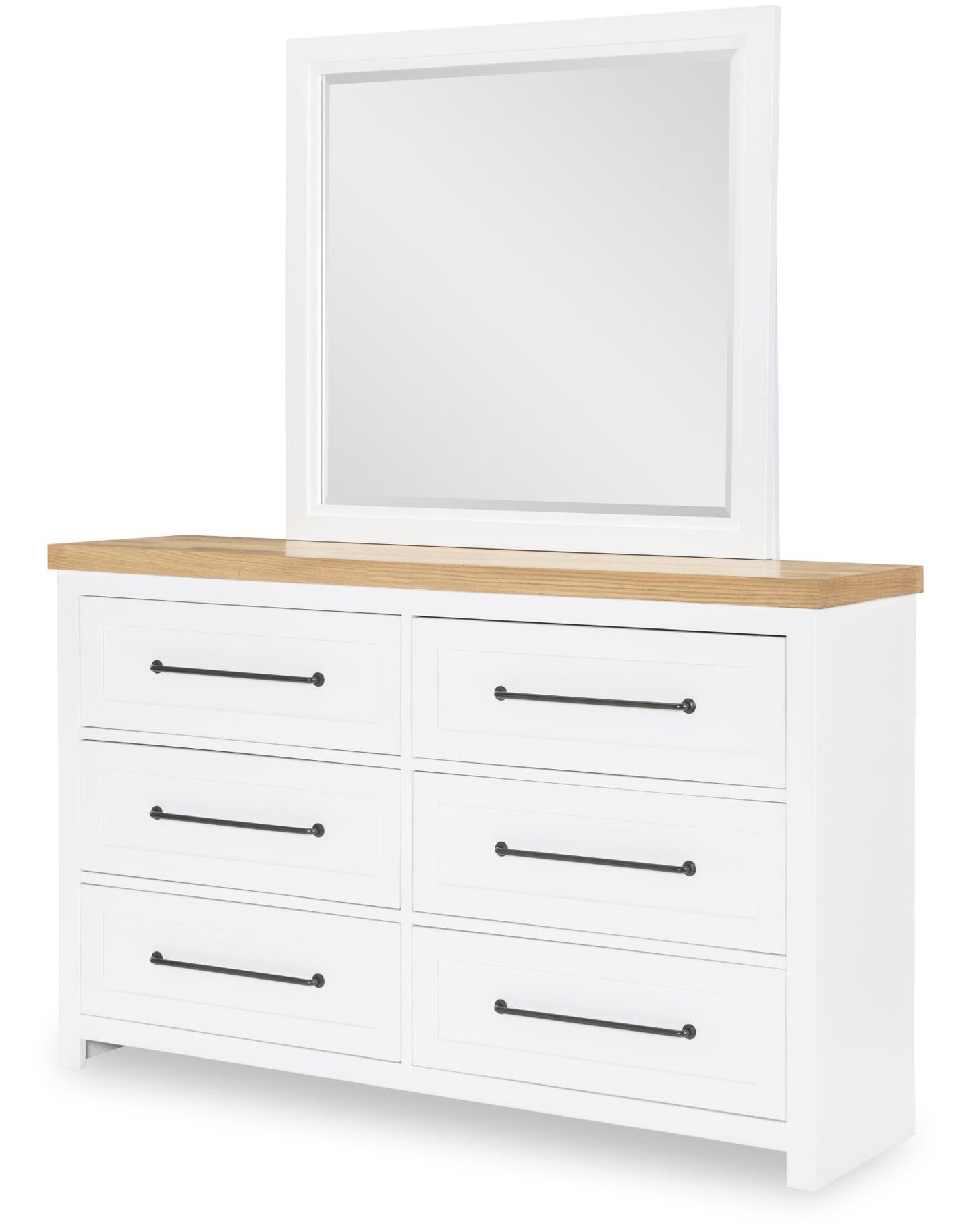 Horizons - Beveled Mirror - Pure White / Natural Oak