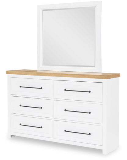 Horizons - Beveled Mirror - Pure White / Natural Oak