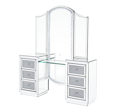 Noralie - Vanity Desk - Led, Mirrored & Faux Diamonds