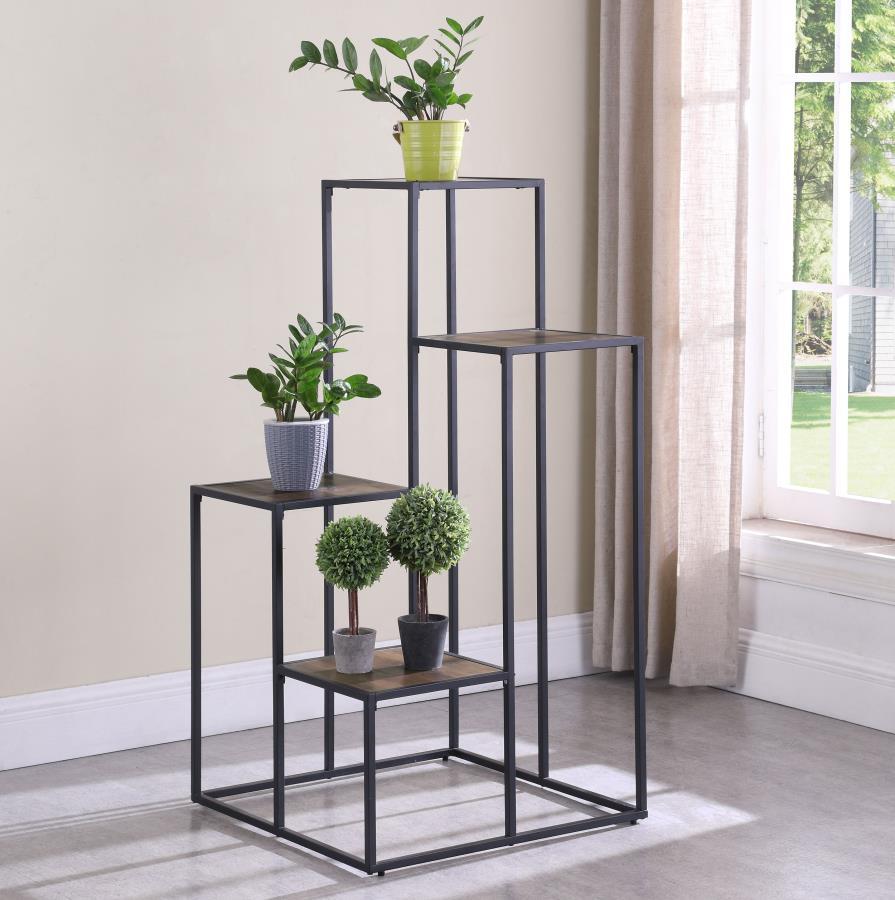 Rito - 4-Tier Multi-Display Shelf - Rustic Brown And Black