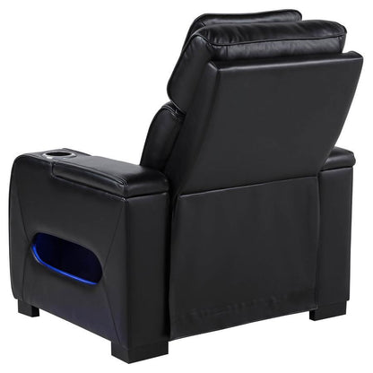 Zuma - Faux Leather Upholstered Dual Power LED Recliner - Black