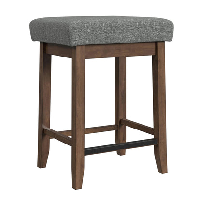 Santa Barbara - Kitchen Island & 2 Counter Stools With Fabric - Walnut / Dark Gray