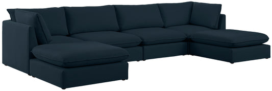 Mackenzie - Modular Sectional 6 Piece - Navy - Fabric - Modern & Contemporary