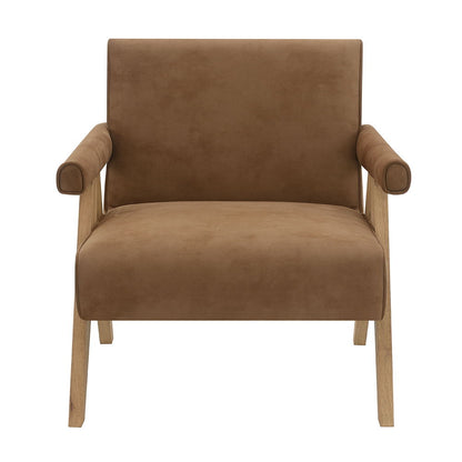 Zoey - Accent Chair - Chocolate Suede & Oak