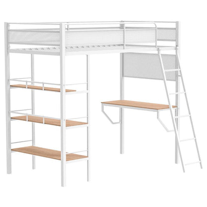 Campus - 3-Shelf Metal Twin Workstation Loft Bed