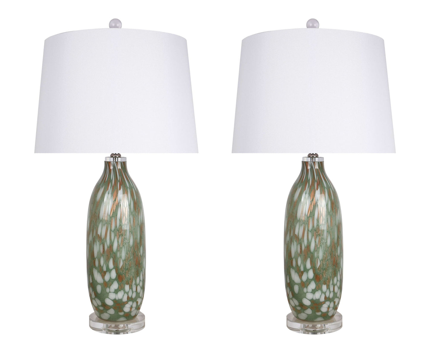 "Verdant Glow" Art Glass Table Lamp (Set of 2) - Green Art Glass
