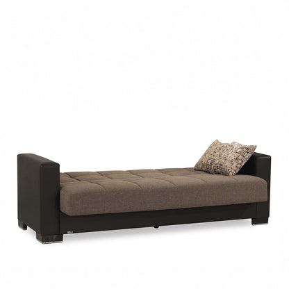 Ottomanson Armada - Upholstered Convertible Sofabed With Storage - Brown PU Chenille