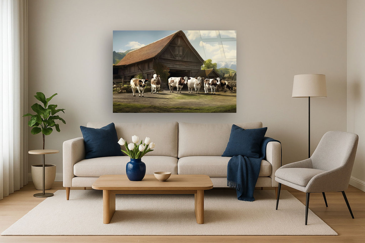 Morning Herd Gathering - 40" x 60" Framed Wall Art