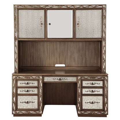 Orianne - Executive Computer Desk With Hutch - Antique Gold