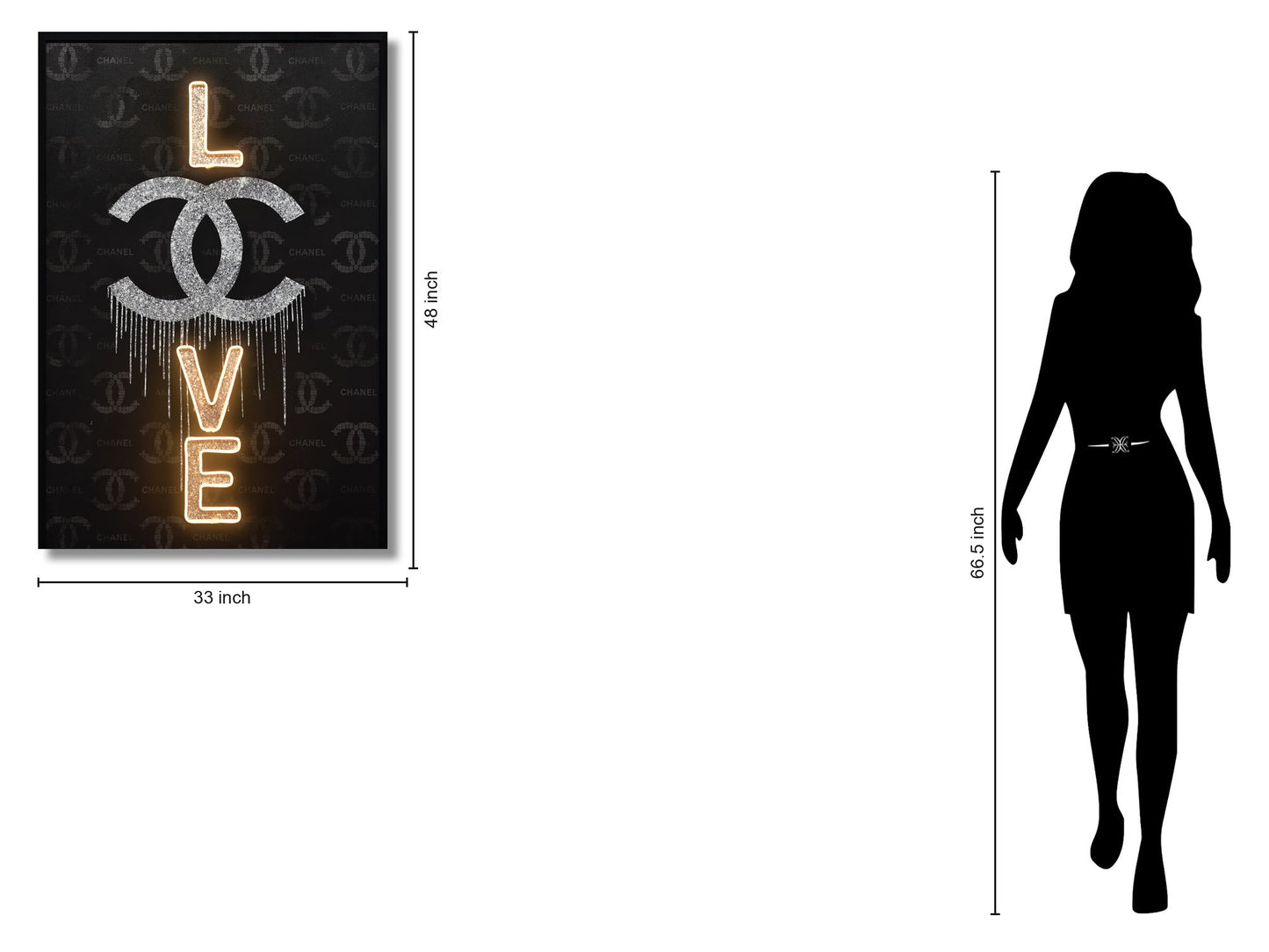Glowing Urban Glam - 33" x 48" Framed Wall Art - Black