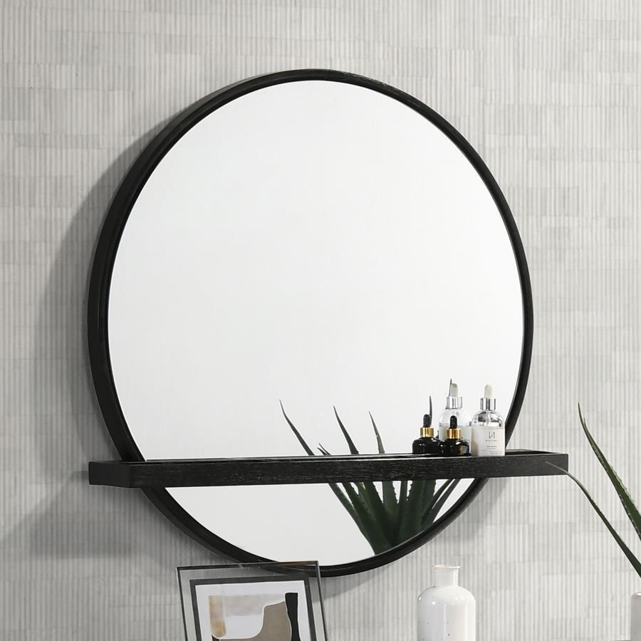 Arini - Round Vanity Wall Mirror With Shelf