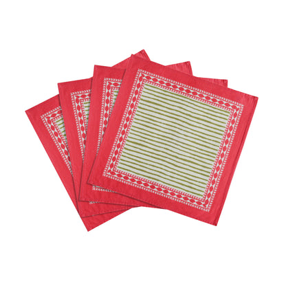 Crissy - Bamboo Cotton Canvas Printed Napkins (Set of 4) - Pink