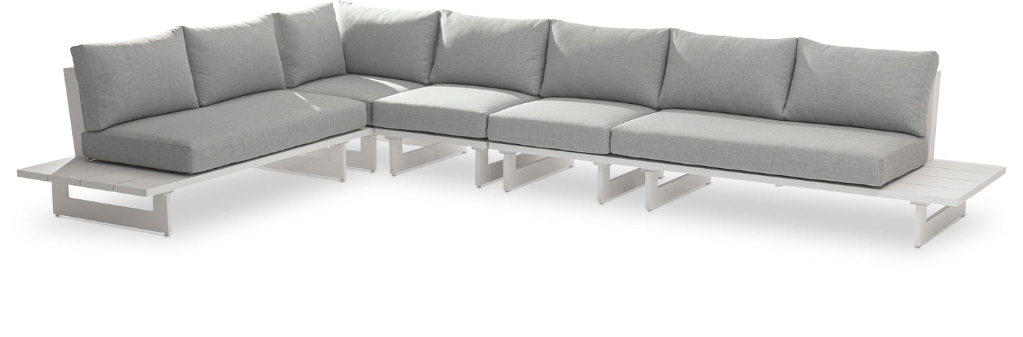 Maldives - 5 Piece Water Resistant Outdoor Patio Modular Sectional With White Base