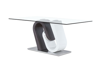 D4127 - Dining Table - Dark Gray / Silver / White