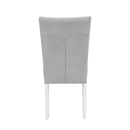 Elizaveta - Side Chair Set of 2) - Gray Velvet &White High Gloss