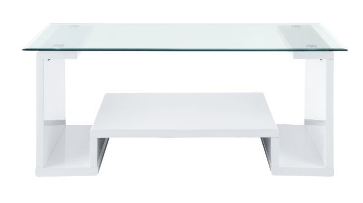 Nevaeh - Coffee Table - Clear Glass Top & White High Gloss