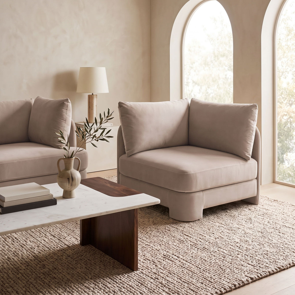 Hammond - Velvet Performance Fabric Upholstered Corner Chair