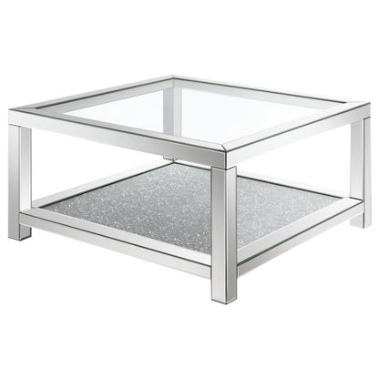 Valentina - Rectangular Coffee Table With Glass Top Mirror