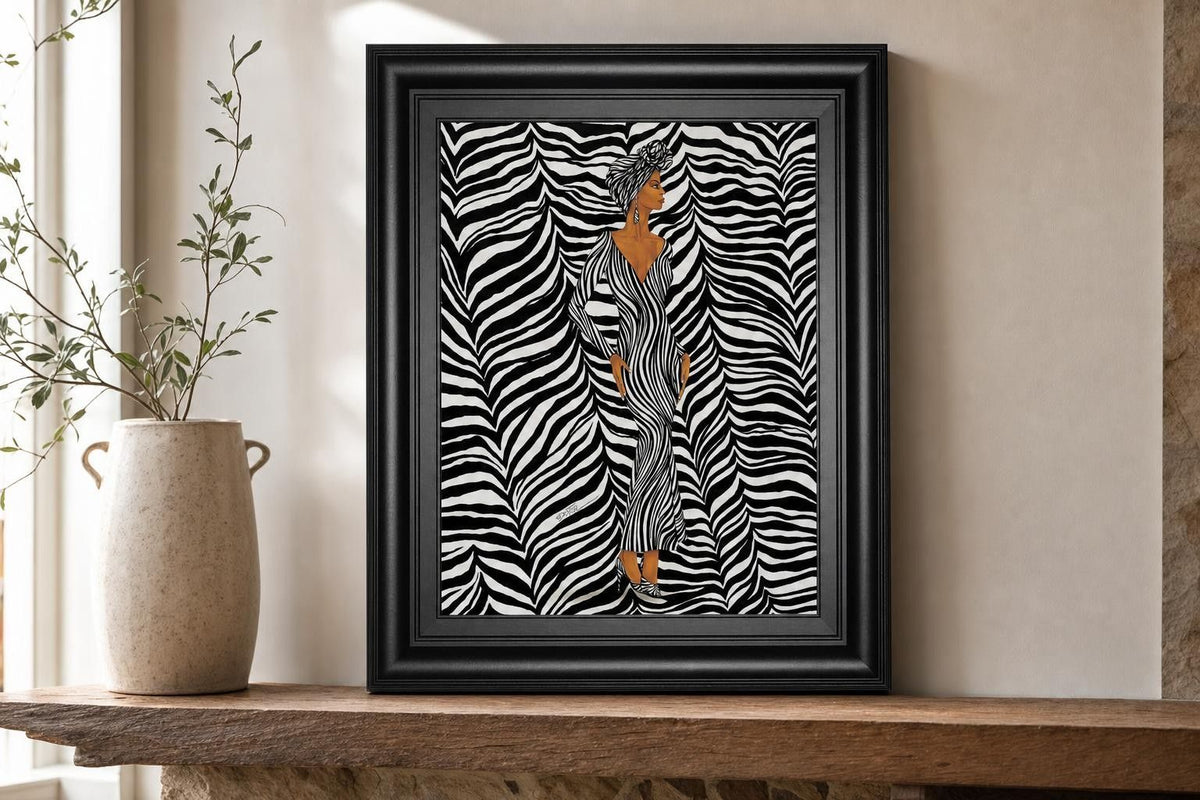 22x26 Zebra Inspired Fashion By Dexter Griffin - Black
