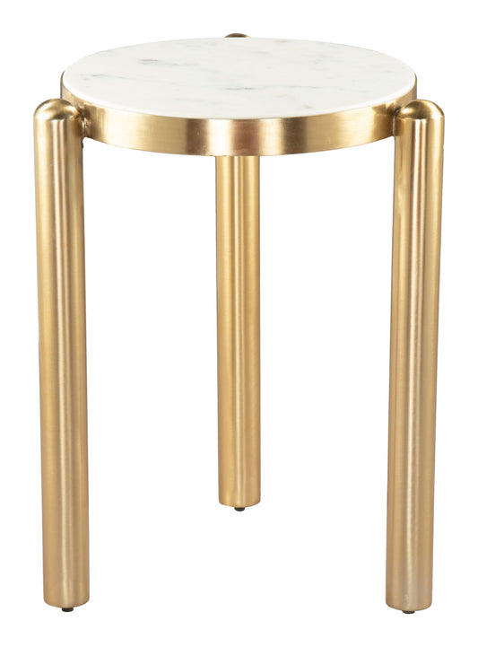 Noan - Side Table - White / Gold