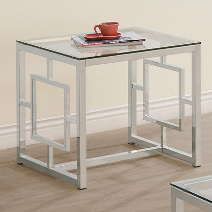 Merced - Square Tempered Glass Top End Table - Nickel