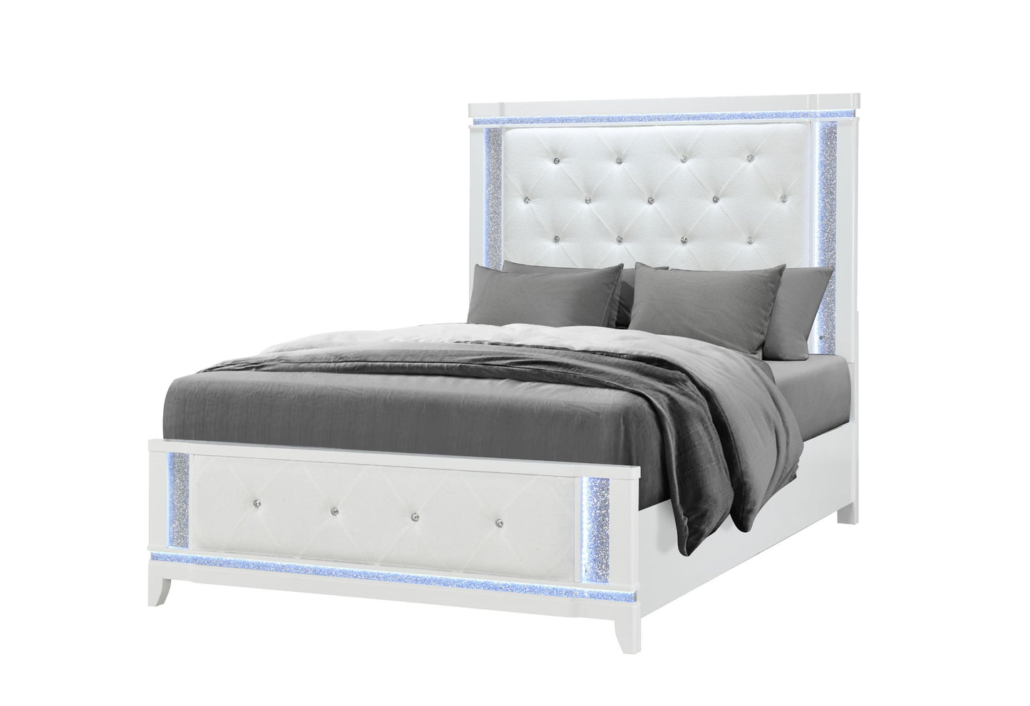 Alina - 5 Piece Queen Bedroom Set With LED - White