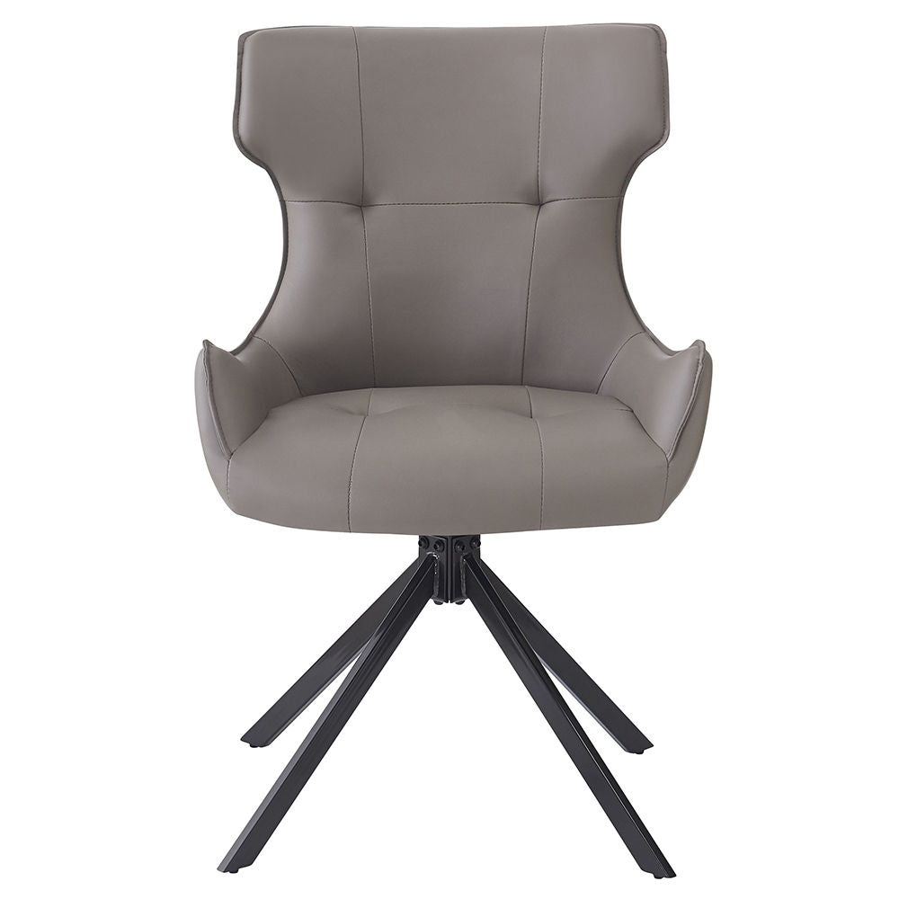 Damita - Camel Synthetic Leather Side Chair With Swivel Set of 2) - Gray & Black Finsh