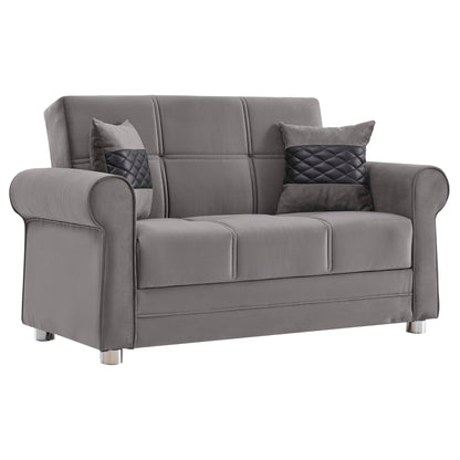 Ottomanson Sara - Upholstered Convertible Loveseat With Storage - Gray