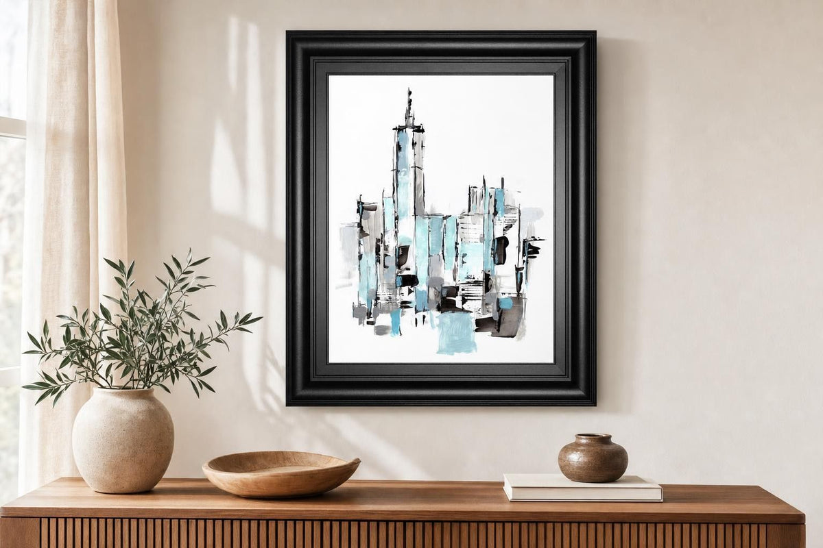22x26 Blue City II By Ethan Harper - Light Blue