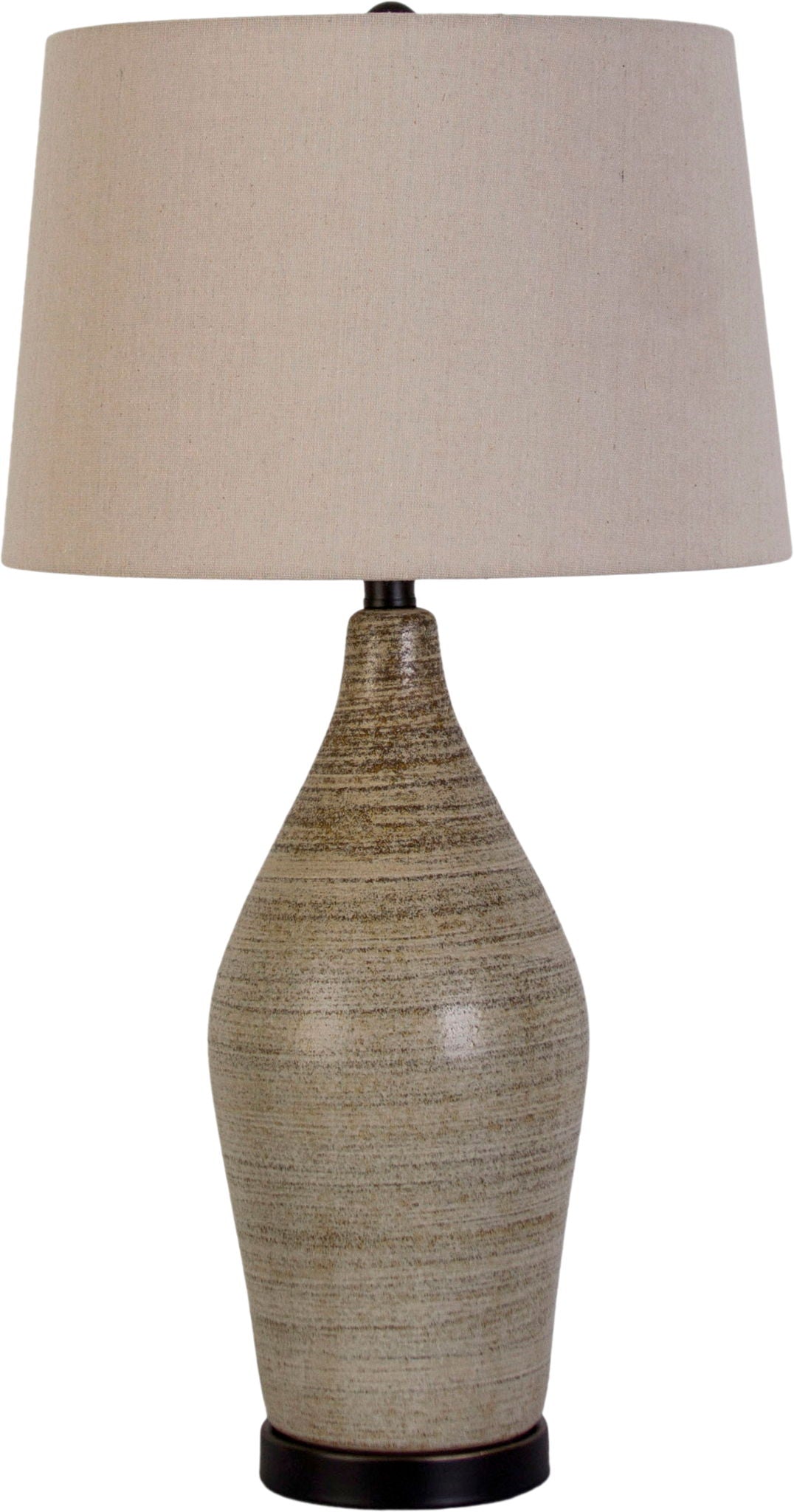 "Serene Stone" Ceramic Table Lamp (Set of 2) - Natural Finishes/Matte Black