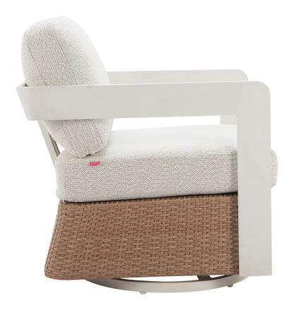 Gelo - Outdoor Swivel Chair - White / Brown