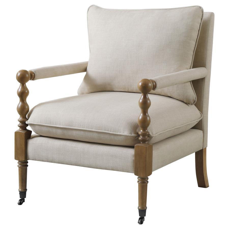 Dempsy - Upholstered Accent Chair With Casters - Beige