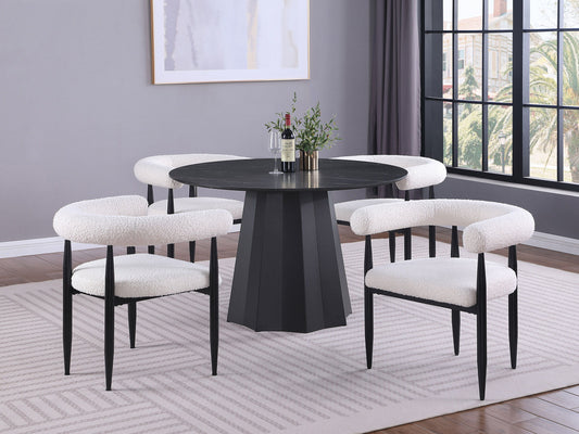 Camden - 5-Piece Round Dining Table Set - Black And Cream